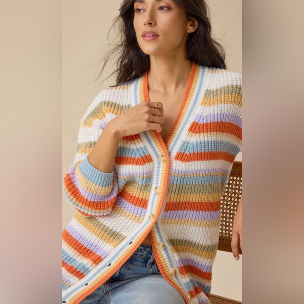 Altar'd State Grace Striped Multicolor Women's Cardigan Sweater NWT